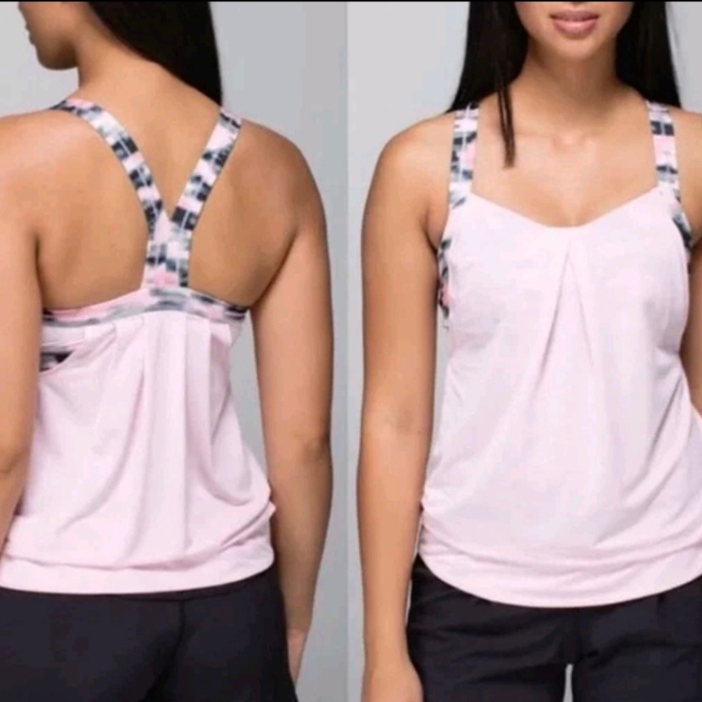 Lululemon Athletica Light Pink‎ Tank with Striped Straps